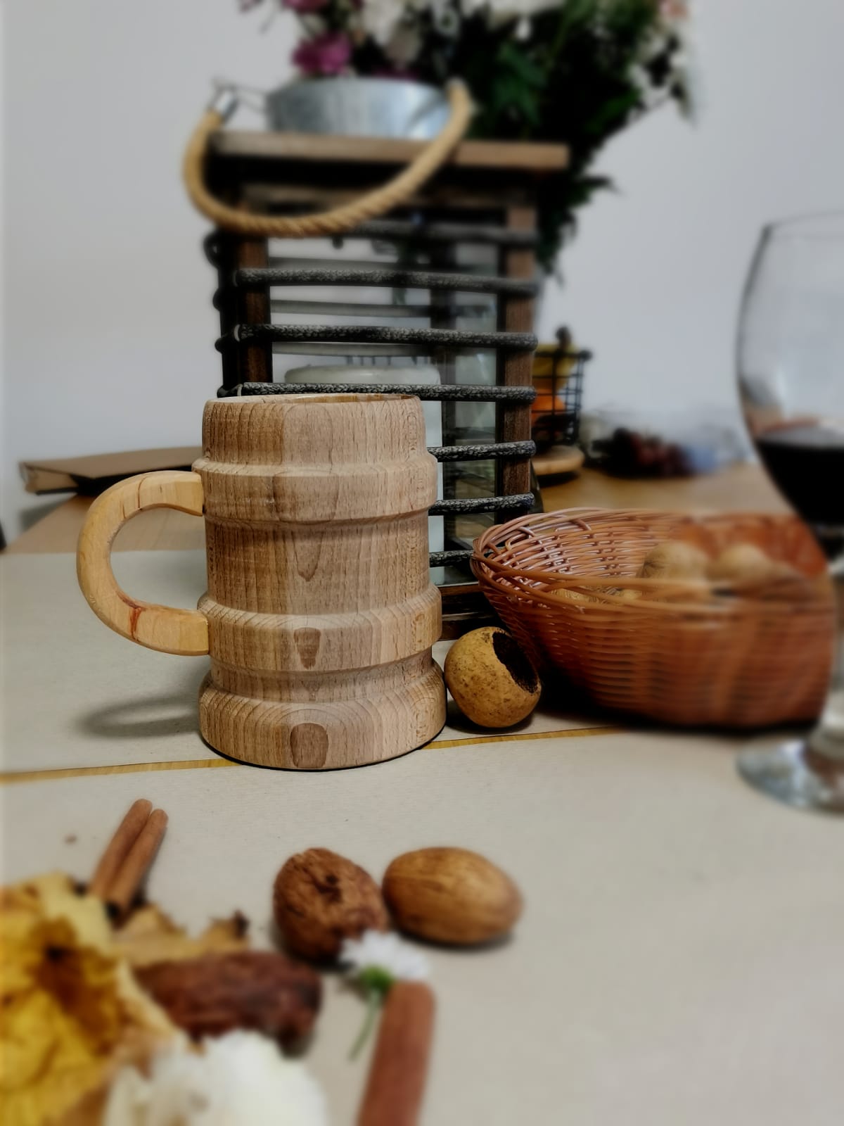 Wooden Beer mug Wooden Beer Fest Mug, Vintage Style Mug, Rustic Beer Mug Wooden Beer Mugs, Top Grade Natural Handmade Drink ware with Handle for Drinking Tea Coffee Wine Beer Hot Drinks for Men/Women