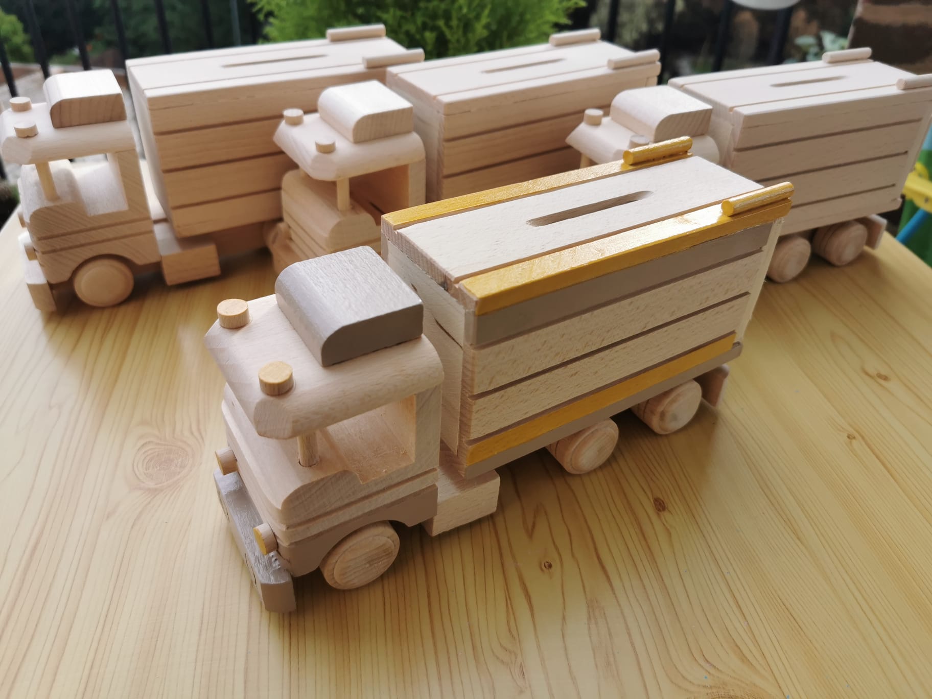 Wooden Truck Toy with piggy bank - Kids Toy Truck Handmade - Push and Play Toy Wooden Toys Kids - Start Saving Money with this Truck Personalized Wood Toy Car, Personalized Toy Gift, Baby Shower Gift